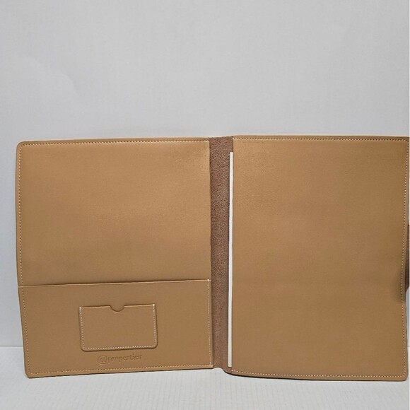 NEW Tan Leather portfolio folder With Symbol @ never used - Picture 4 of 9